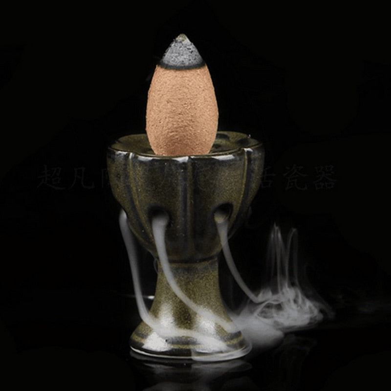 Mini Lotus Incense Burner Holder - Sandalwood Backflow Censer