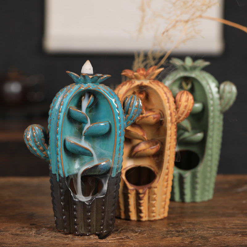 Ceramic Cactus Back Flow Incense Burner