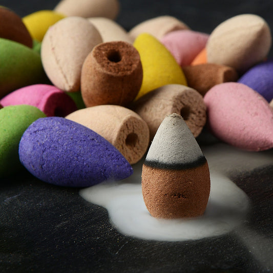 50PCS Floral Incense Cones with Tray - Mixed Aromatherapy Scents
