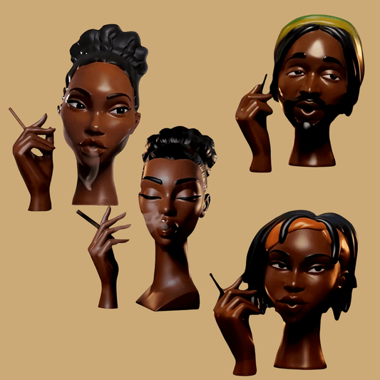 Black Afro-Centric Resin Incense Burner - Black Woman Face