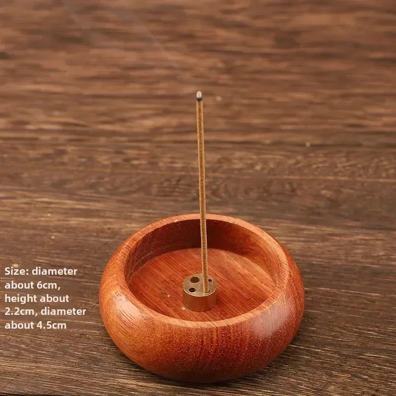 Solid Wood Mini Incense Burner - Circular Stick Holder