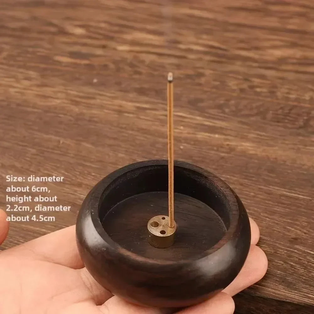Solid Wood Mini Incense Burner - Circular Stick Holder