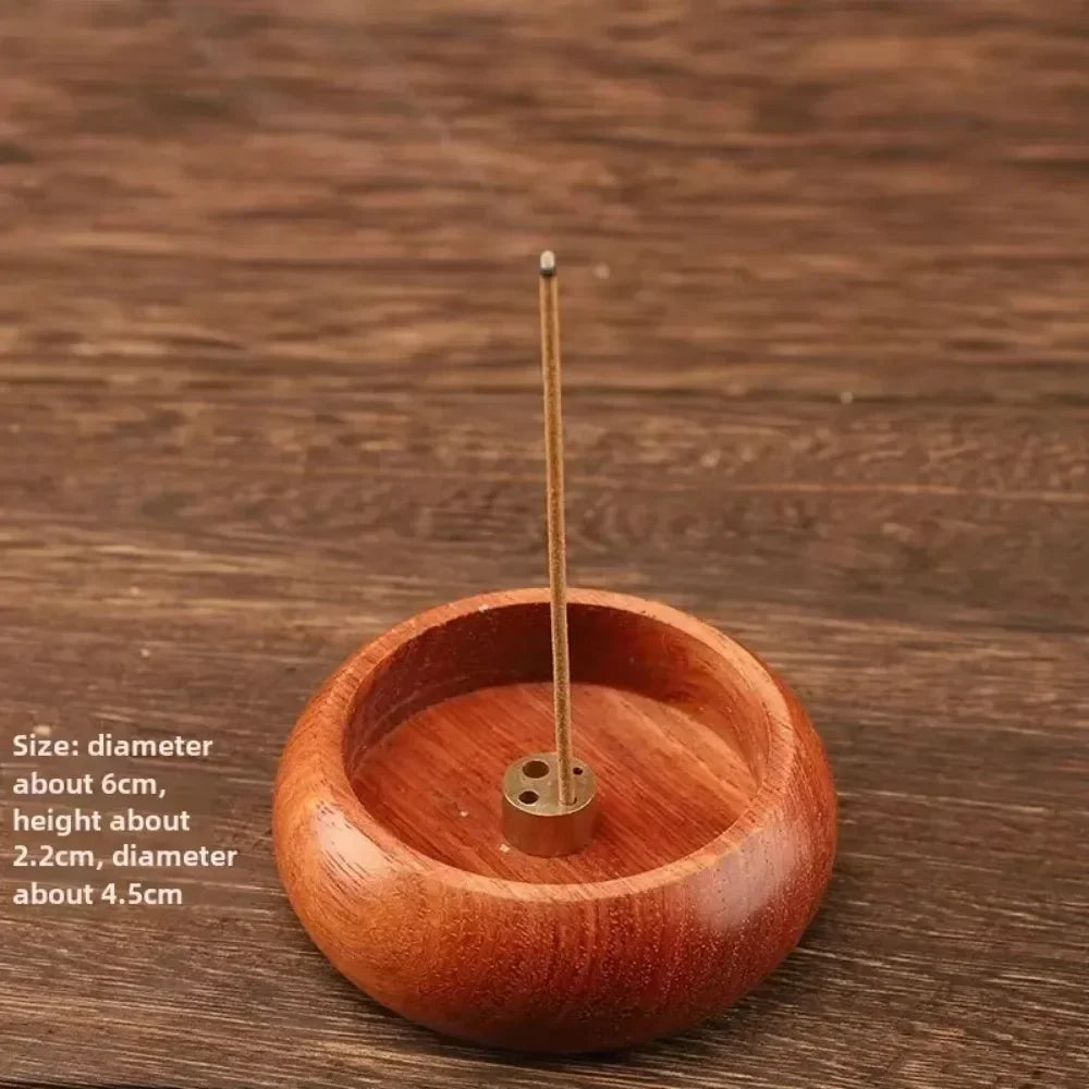 Solid Wood Mini Incense Burner - Circular Stick Holder